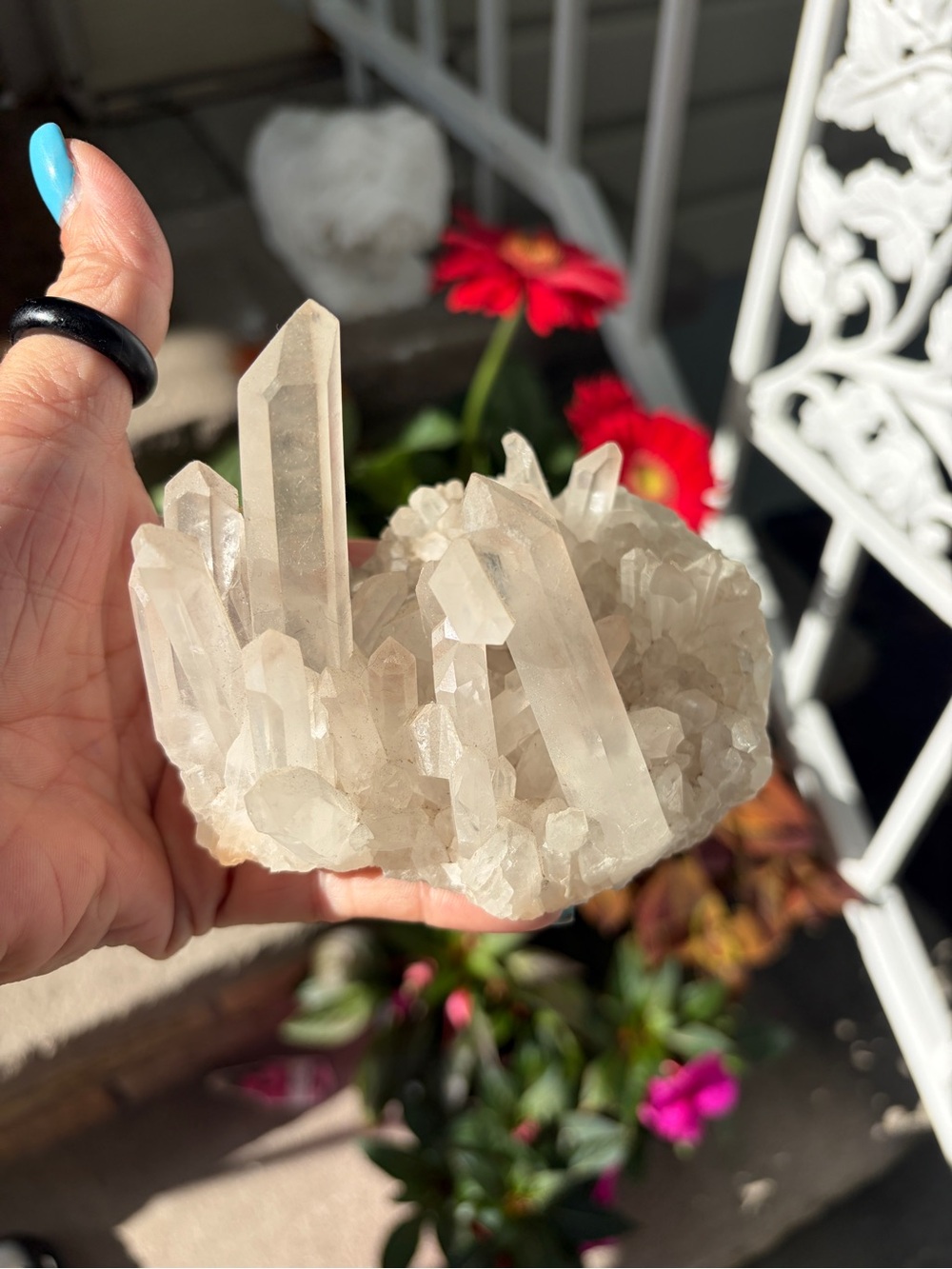 Clear Quartz Crystal Cluster - Natural Transparent Points